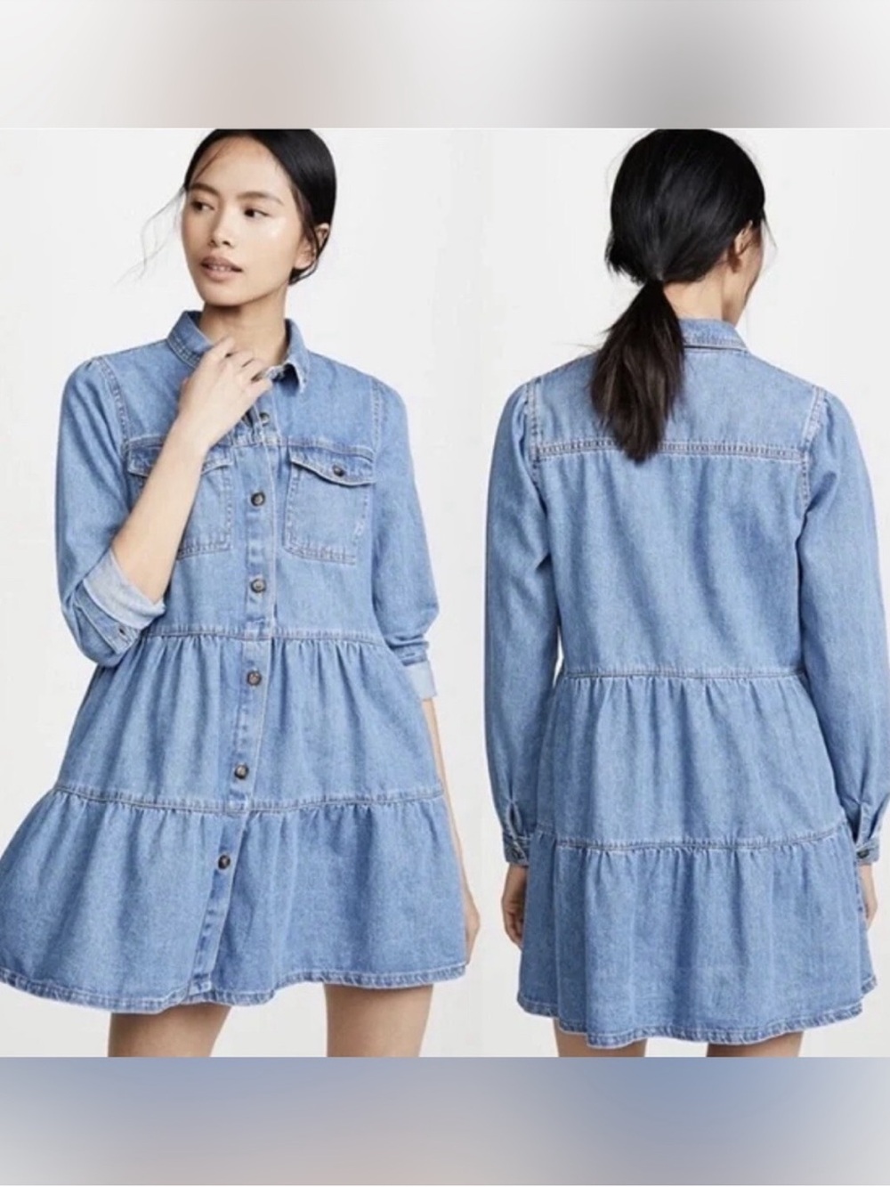 Free people Nicole denim tiered shirt dress - Picture 2 of 10